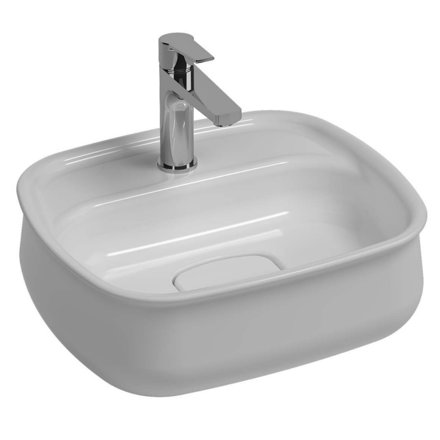 Isvea Fluido Mat Beyaz 47 cm Tezgah Üzeri Çanak Lavabo Bas-Aç Set