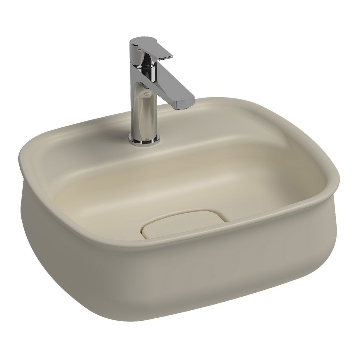 Isvea Fluido Fildişi Tezgah Üzeri Çanak Lavabo 47 cm Bas-Aç Set