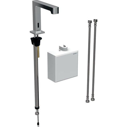 Geberit lavabo bataryası Brenta, tezgah üstü, pilli, sıva üstü fonksiyon kutusu ile: Parlak krom, Mikser=Miksersiz
