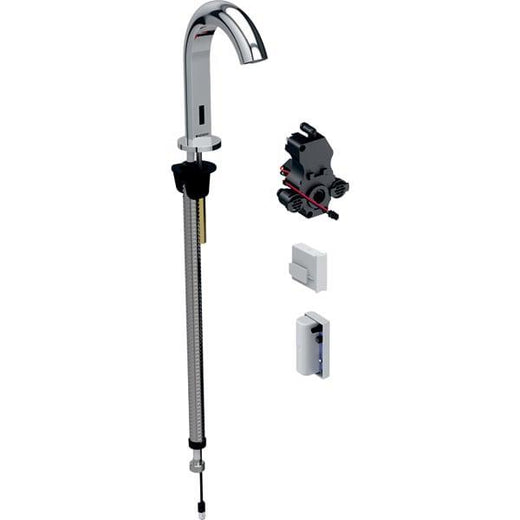 Geberit lavabo bataryası Piave, tezgah üstü, jeneratörlü, sıva altı fonksiyon kutusu için: Parlak krom, Mikser=Mikserli