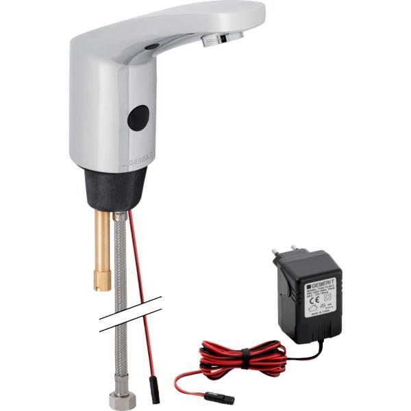 Geberit lavabo bataryası Type 185, elektrikli: Parlak krom, Mikser=Miksersiz