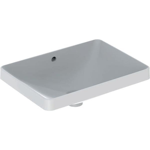 Geberit VariForm dikdörtgen tezgah üstü lavabo: B=55cm, T=40cm, Batarya deliği=Yok, Taşma deliği=Görünür, Beyaz