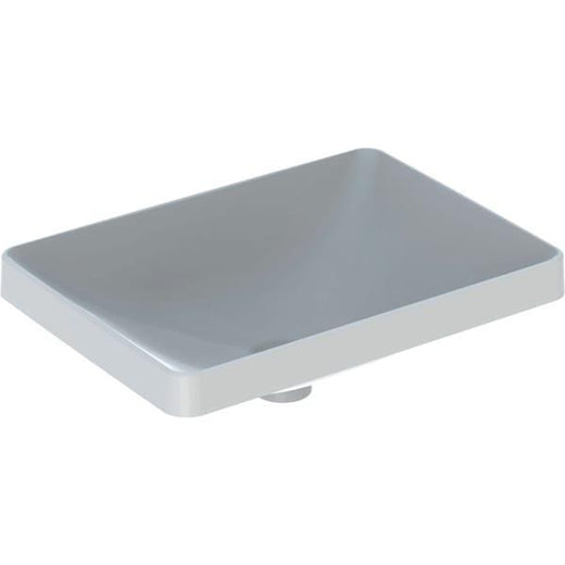 Geberit VariForm dikdörtgen tezgah üstü lavabo: B=55cm, T=40cm, Batarya deliği=Yok, Taşma deliği=Yok, Beyaz