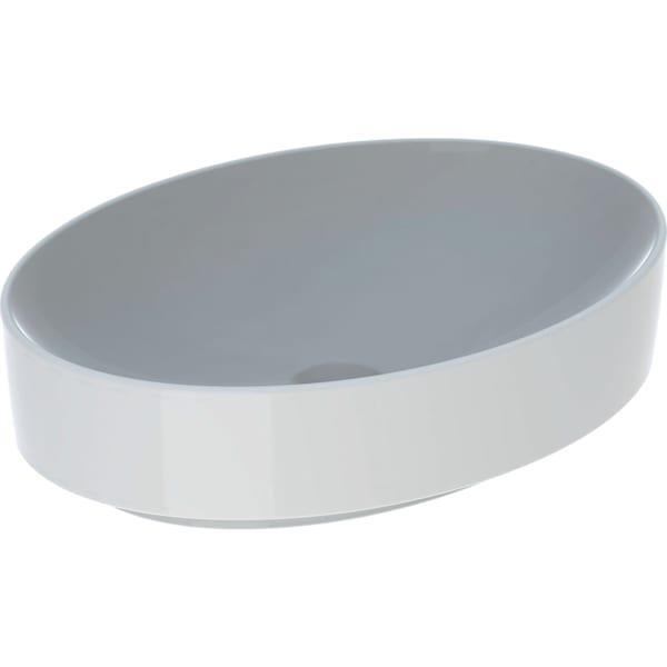 Geberit VariForm oval çanak lavabo: B=55cm, T=40cm, Batarya deliği=Yok, Taşma deliği=Yok, Beyaz