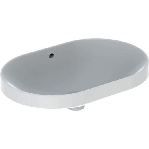 Geberit VariForm tezgah üstü lavabo: B=60cm, T=40cm, Batarya deliği=Yok, Taşma deliği=Görünür, Beyaz