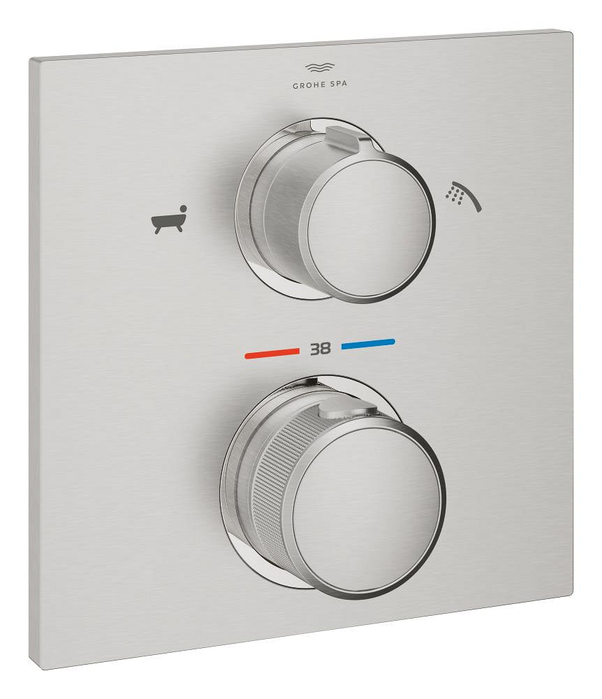 Grohe Allure Termostatik Ankastre Banyo ve Duş Bataryası (Sıva Üstü Grubu), 2 Yollu, Paslanmaz Çelik - 19446DC2
