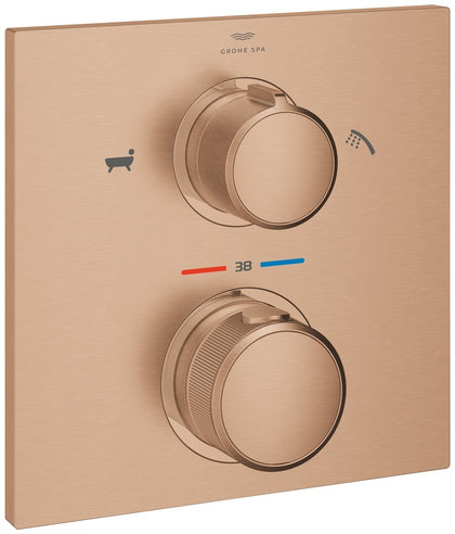 Grohe Allure Termostatik Ankastre Banyo ve Duş Bataryası (Sıva Üstü Grubu), 2 Yollu, Fırçalı Bakır