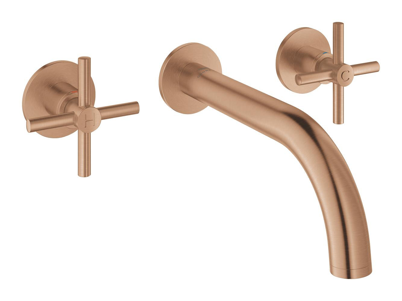 Grohe Atrio 3 Delikli Duvardan Ankastre Lavabo Bataryası (Sıva Üstü Grubu), Fırçalı Bakır - 20661DL0