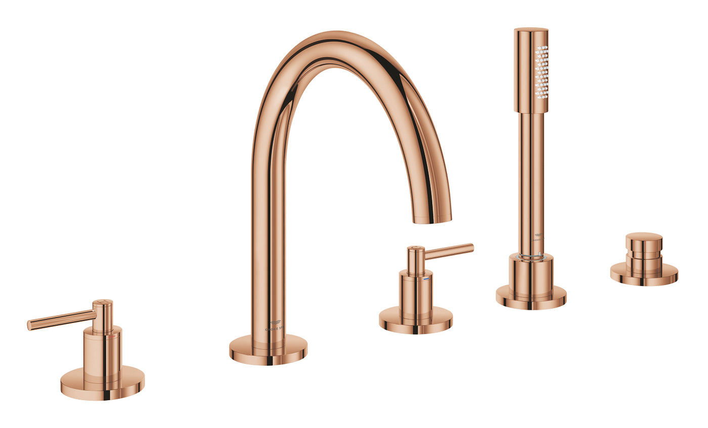 Grohe Atrio 5 Delikli Ankastre Küvet Bataryası (Sıva Üstü Grubu), Bakır - 29407DA0