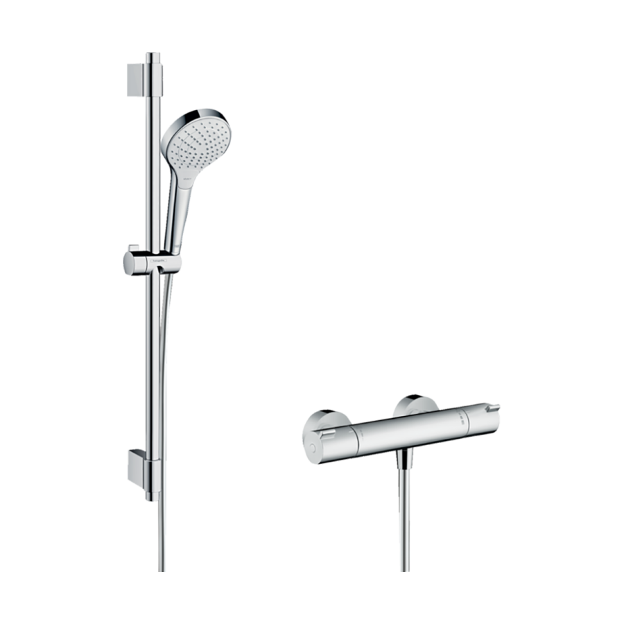 HansGrohe Croma Select S Aplike Duş Sistemi Vario, Ecostat 1001 Cl Termostat Ve 72 Cm Duş Barı İle - 27833400