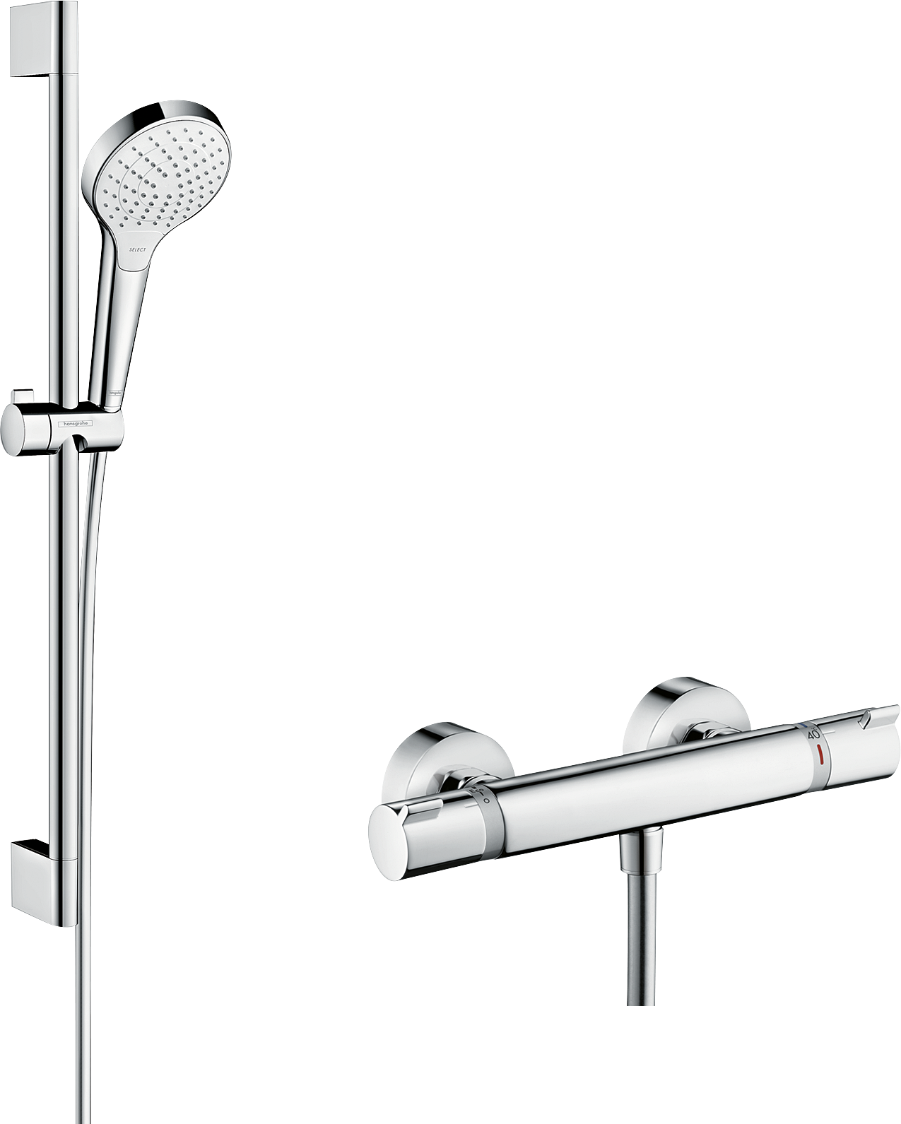HansGrohe Croma Select S Aplike Duş Sistemi Vario, Ecostat Comfort Termostat Ve 65 Cm Duş Barı İle - 27013400