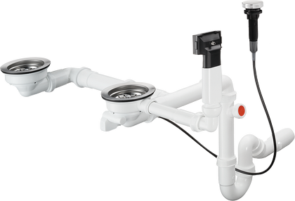 HansGrohe D17 - 11 Otomatik Gider Ve Taşma Seti Çift Hazneli Granit Eviye İçin - 43938000