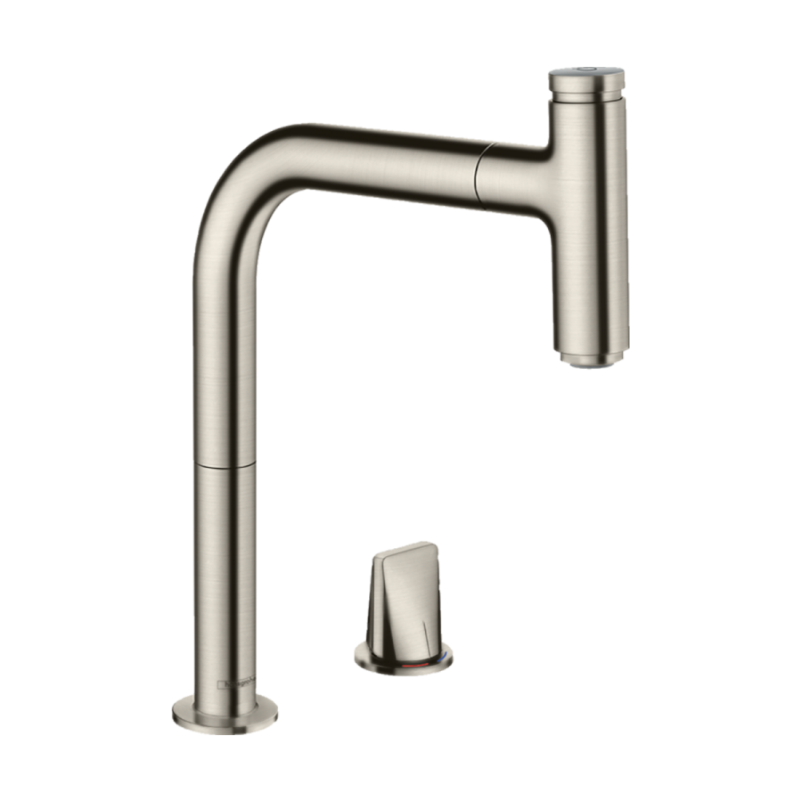 HansGrohe Metris Select M71 2 - Delikli Tek Kollu Eviye Bataryası 200, Çekilebilir Gaga, 1Jet, Sbox - 73804800