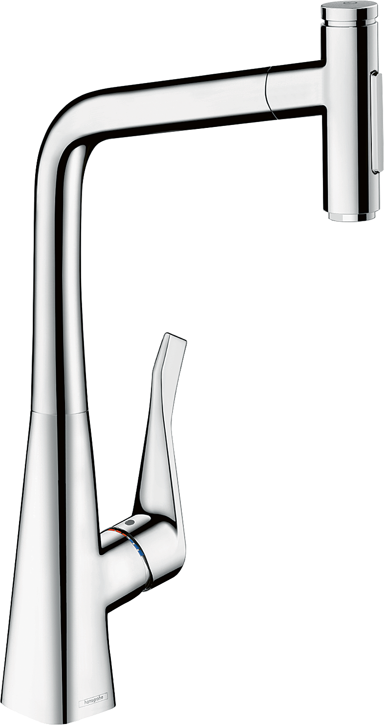 HansGrohe Metris Select M71 Tek Kollu Eviye Bataryası, Çekilebilir El Duşu İle - 73820000