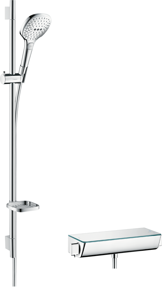 HansGrohe Raindance Select E Aplike Duş Sistemi 120 3Jet, Ecostat Select Termostat Ve 90 Cm Duş Barı İle - 27039400