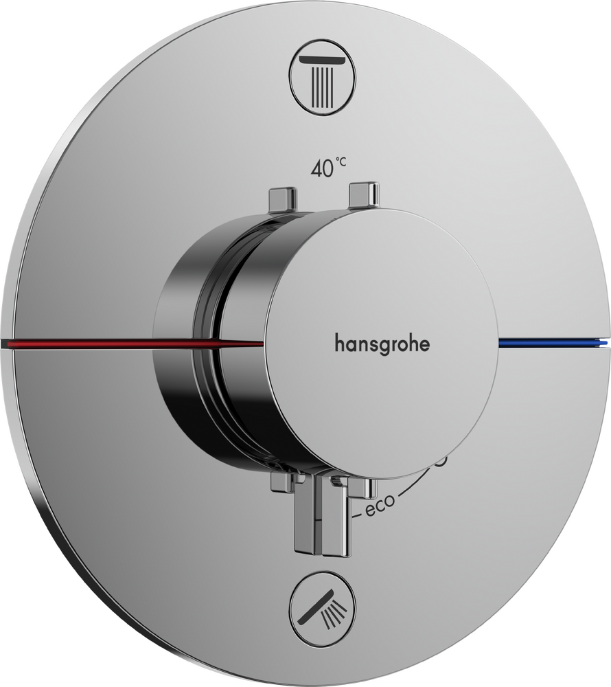 Hansgrohe RainSelect Comfort S EN1717'ye uygun entegre güvenlik kombinasyonu ile 2 fonksiyon için ankastre kurulumlu termostat - 15556000