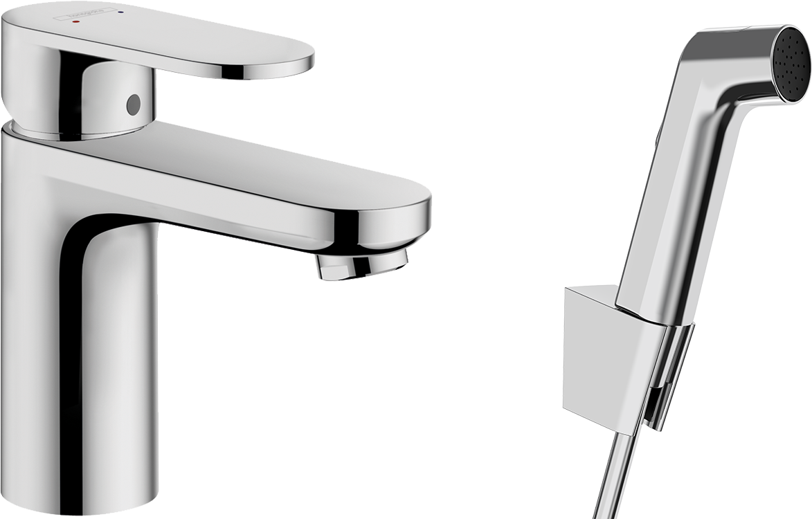 HansGrohe Vernis Blend Tek Kollu Lavabo Bataryası 100 Bidette El Duşu Ve 160 Cm Duş Hortumu İle - 71215000