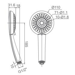 Bocchi AIR2 110R El Duşu 3F Krom 5500 0011 - 2