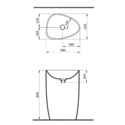 Bocchi Etna Batarya Banklı Monoblok Lavabo 58 cm Mat Antrasit 1337-020-0126 - 2