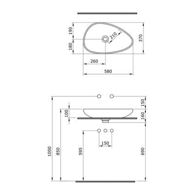 Bocchi Etna Çanak Lavabo 58 cm Mat Antrasit 1114-020-0125 - 3