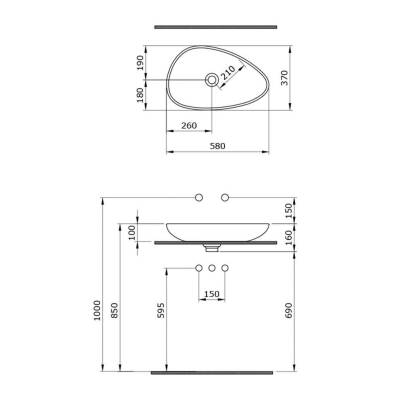 Bocchi Etna Çanak Lavabo 58 cm Parlak Gümüş 1114-401-0125 - 3