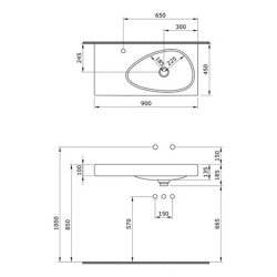 Bocchi Etna Etajerli Lavabo Armatür Delikli 90 cm Mat Antrasit 1115-020-0126 - 2