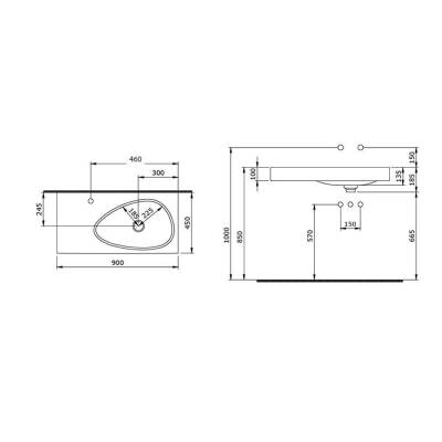 Bocchi Etna Etajerli Lavabo Armatür Delikli 90 cm Mat Kahverengi 1115-025-0126 - 2