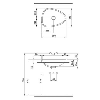 Bocchi Etna Tezgah Üstü Lavabo 58 cm Parlak Beyaz 1112-001-0125 - 3