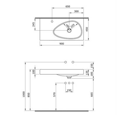 Bocchi EtnaEtajerli Lavabo Delikli 90 cm Mat Gri 1115-006-0126 - 2