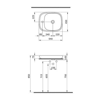 Bocchi Fenice Çanak Lavabo, 54 cm, Parlak Beyaz 1489-001-0126 - 3