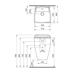 Bocchi Firenze Asma Monoblok Lavabo, 48 cm, Mat Antrasit 1082-020-0126 - 3