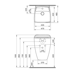 Bocchi Firenze Asma Monoblok Lavabo, 48 cm, Mat Beyaz 1082-002-0126 - 3