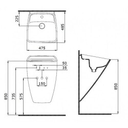 Bocchi Firenze Asma Monoblok Lavabo, 48 cm, Parlak Mandalina Sarısı 1082-021-0126 - 3