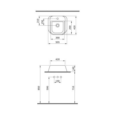 Bocchi Firenze Batarya Banklı Çanak Lavabo Mat Siyah 1074-004-0126 - 2