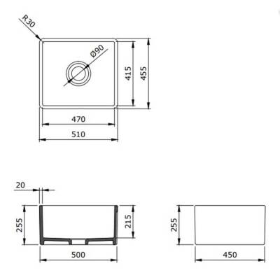 Bocchi Lavello 50 cm Mutfak Eviyesi Mat Gri 1138-006-0120-03 - 3