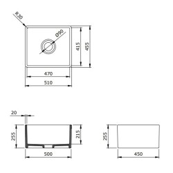 Bocchi Lavello Mutfak Eviyesi 50 cm Parlak Siyah 1136-005-0120-03 - 2