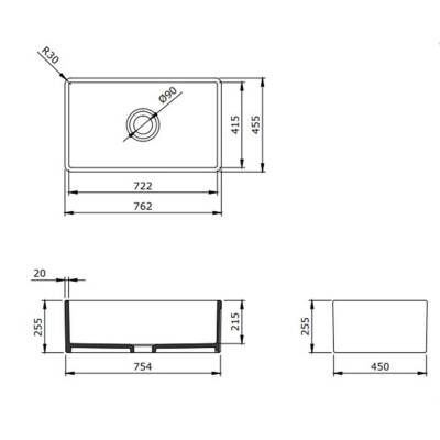 Bocchi Lavello Mutfak Eviyesi 76 cm Mat Gri 1138-006-0120-03 - 3