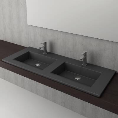 Bocchi Milano Çift Gözlü Lavabo 120 cm Mat Antrasit 1111-020-0126 - 2