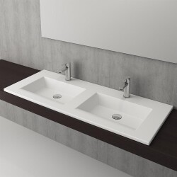 Bocchi Milano Çift Gözlü Lavabo 120 cm Mat Beyaz 1111-002-0126 - 2