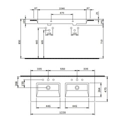 Bocchi Milano Çift Gözlü Lavabo 120 cm Mat Kaşmir 1111-011-0126 - 3