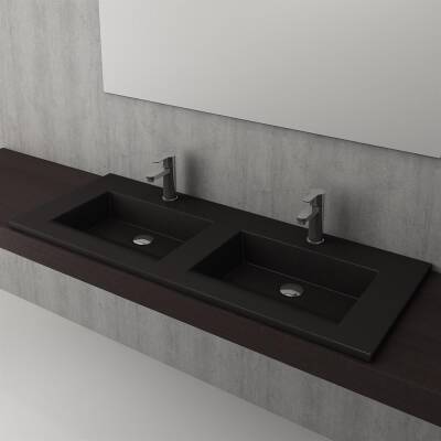 Bocchi Milano Çift Gözlü Lavabo 120 cm Mat Siyah 1111-004-0126 - 2