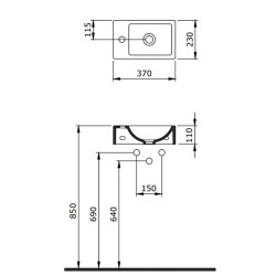 Bocchi Milano Dar Sağ Lavabo 37 Cm Mat Antrasit 1419-020-0126 - 3