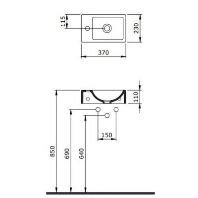 Bocchi Milano Dar Sağ Lavabo 37 Cm Mat Beyaz 1419-002-0126 - 3