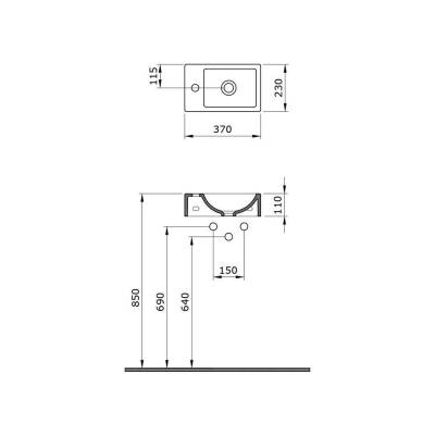 Bocchi Milano Dar Sol Lavabo 37 Cm Mat Beyaz 1418-002-0126 - 3