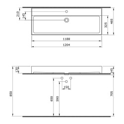 Bocchi Milano Etajerli Lavabo 120 cm Mat Gri 1394-006-0126 - 3