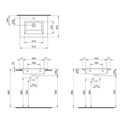 Bocchi Milano Etajerli Lavabo 60 cm Mat Buz Mavi 1161-029-0126 - 3