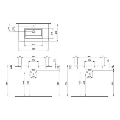 Bocchi Milano Etajerli Lavabo 80 cm Mat Kaşmir 1113-011-0126 - 3