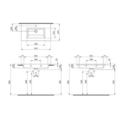 Bocchi Milano Etajerli Lavabo 80 cm Parlak Beyaz 1113-001-0126 - 2