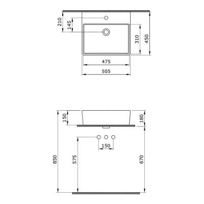 Bocchi Milano Lavabo 50 cm Mat Buz Mavi 1216-029-0126 - 3