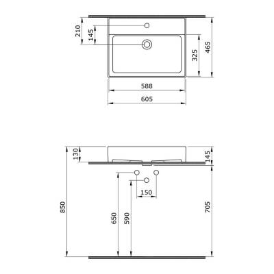 Bocchi Milano Lavabo 60 Cm Mat Antrasit 1376-020-0126 - 3